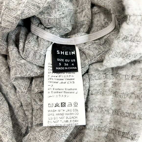 NWOT SHEIN Gray Ribbed Turtleneck Bodycon Ruched Knit Mini Dress Size Small - Picture 6 of 6